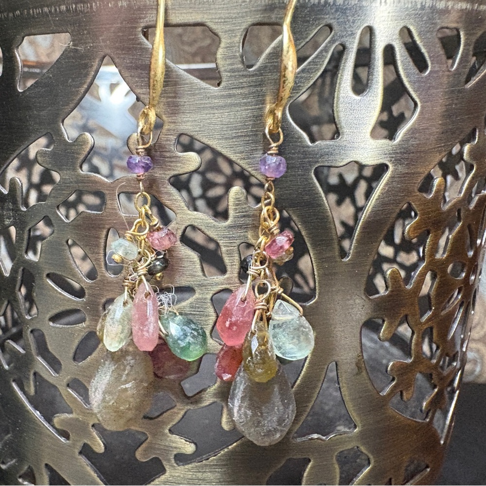 Sundance Multi-Gemstone Tourmaline 14k Gold Fill Cascade Earrings - Retired